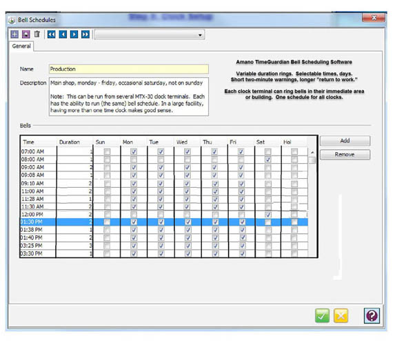 Employee Time Clocks Amano TimeGuardian System with Two Bells MTX15