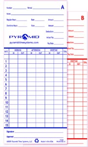 thumbnail image 2 of 250 Monthly Time Cards For Pyramid 2500, 2600, 2650, 6200, 6400 Time Clocks – Compumatic 2 of 5